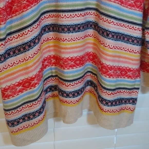 Talbots Wool Blend Multicolor Fair Isle Stripe Stretch Sweater Back Zip Size 2X - Picture 6 of 7